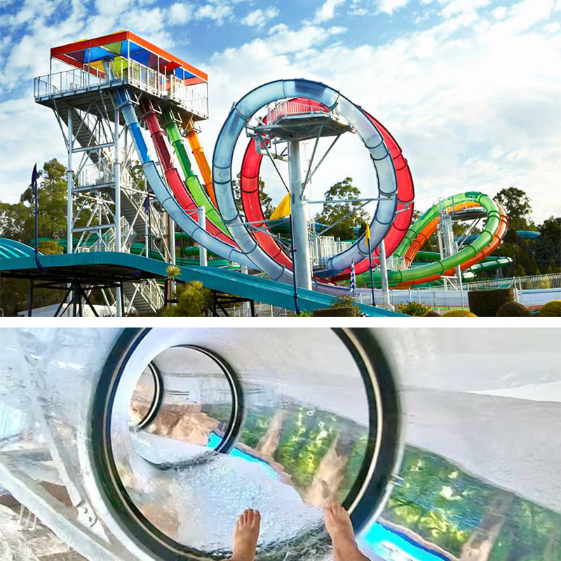 Drunk Slide Ride 304 Stainless Steel FRP Giant Water Slide for Parks & Resorts